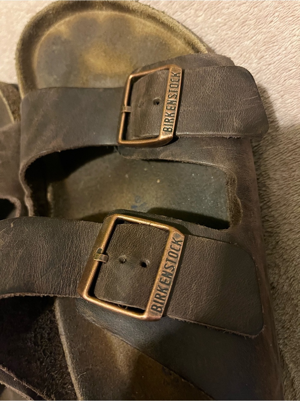 Birkenstock Dark Brown Leather Slide Sandal - Picture 3 of 8